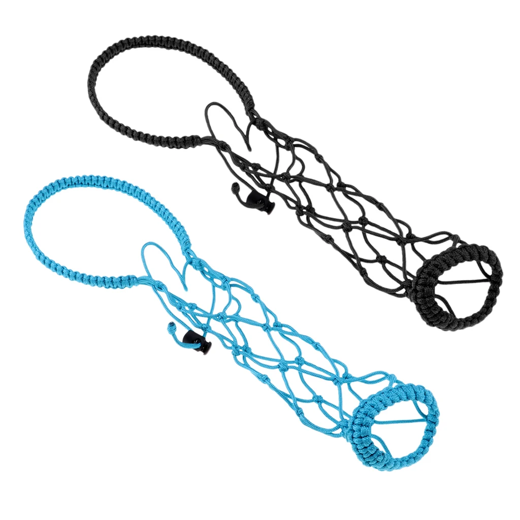 2pcs Water Bottle Holder Net Weaving Net Cup Carrier for Flask 17oz Bottles Cup Black Blue