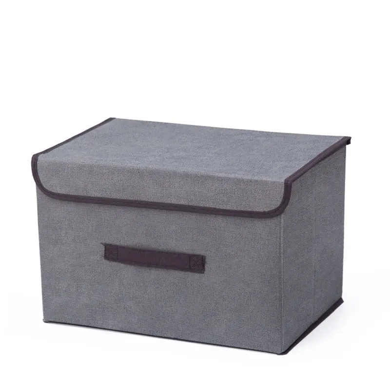 Keelorn Linen-like Non-woven Sundries Storage Box With Cover Storage Box Foldable Clothing Portable Dustptoof Storage Box