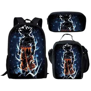 

HYCOOL Schoolbags for Teenage Girls Boys Dragon Ball Z Kids Anime Backpack Cartoon Book Bag Goku Super School Bags Set 3pcs/set