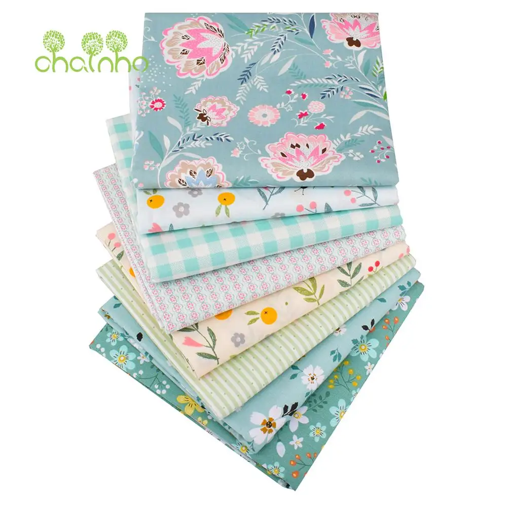 Printed Twill Cotton Fabric,Spring Refreshing Flowers,Patchwork Cloth For DIY Sewing Quilting Baby&Child's Bedclothes Material afbeelding
