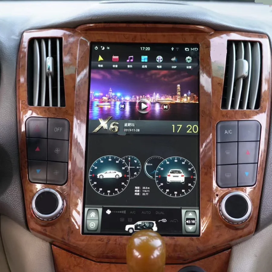 Tesla навигатор Android для lexus rx300, rx330, rx350 2004/05/06 07 toyota Harrier 11," вертикальный ips Экран автомобильное радио gps
