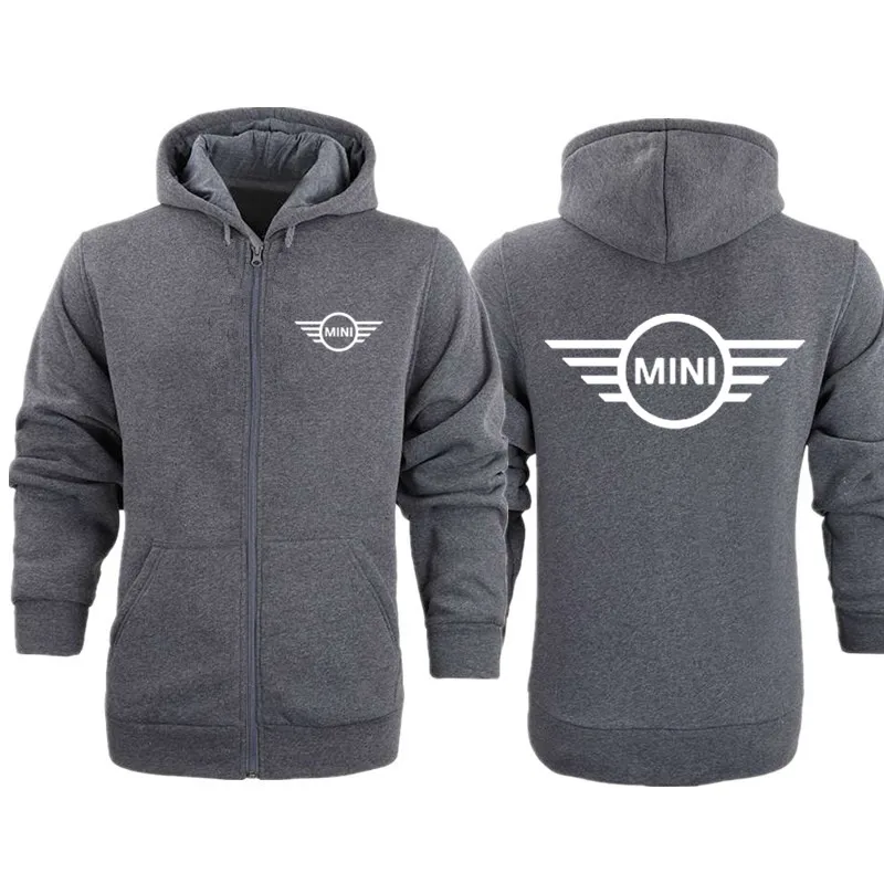 

Autumn winter Mini logo zipper sweatshirts Printed Men fleecel Hooded jacket Hoodies Zipper Hoody