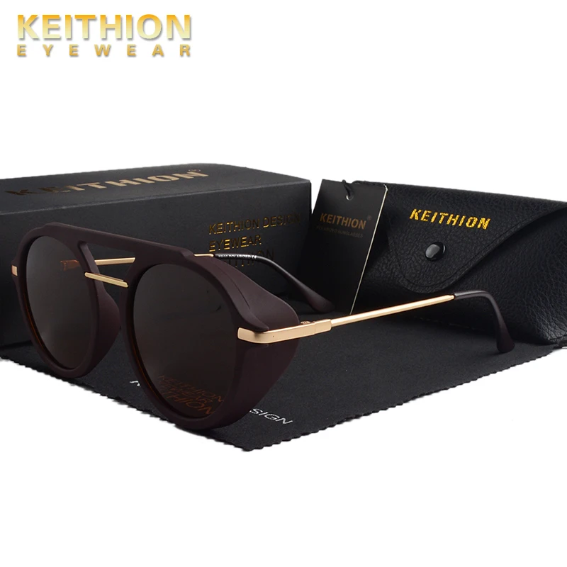 

KEITHION 2020 Retro Round Polarized Punk Steampunk TR Frame Sunglasses For Women Men Vintage Sun Glasses