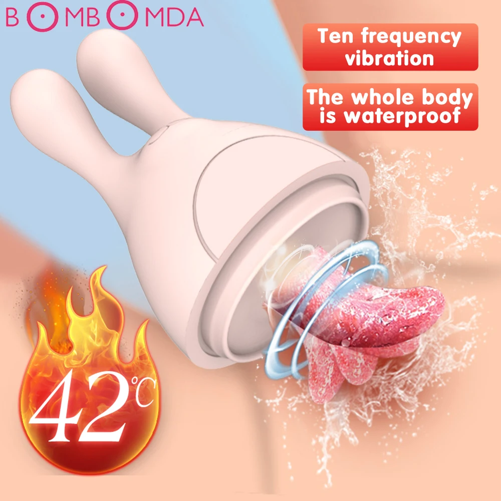 Rabbit Dildo Vibrator With Tongue And Heating Function For Women_voghion.com
