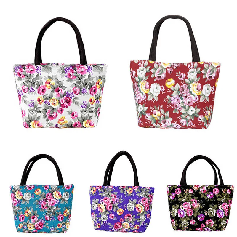 Simple Fashion Women Messenger Bags Canvas Flowers Printed Zipped Girls Handbag Ladies Shoulder Bag Big Capacity Best Sale