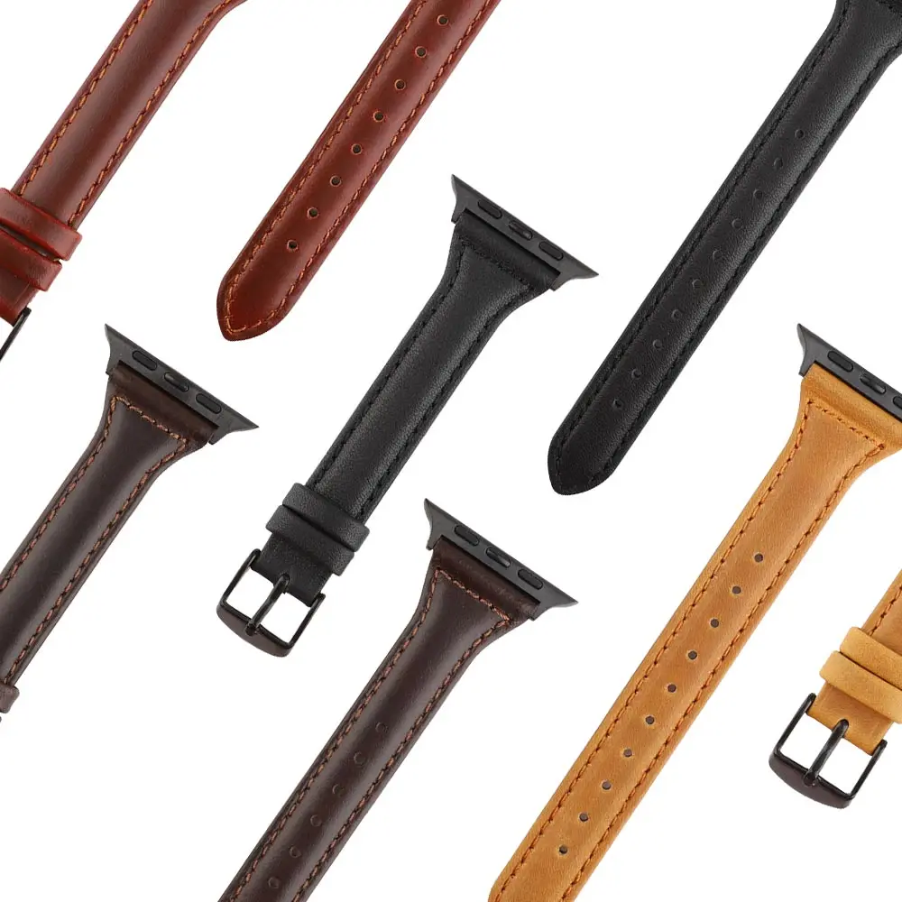 T Форма масло воск кожаный браслет для Apple Watch Band 38 мм 42 мм 40 мм 44 мм ремешок аксессуары для iWatch серии 4 3 2 1