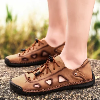 

2020 Retro Mens Sandals Comfort Light Man Beach Sandals Soft High Quality Outdoor Fashion Luxury Male Casual Shoes Big Size 48