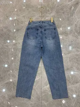 

2020 Runway Women Skinny Fashion Blue Hole Jeans Female Casual Hot Sale Top Quality Slim Fit Cotton Jeans Micky Long Girls Cute