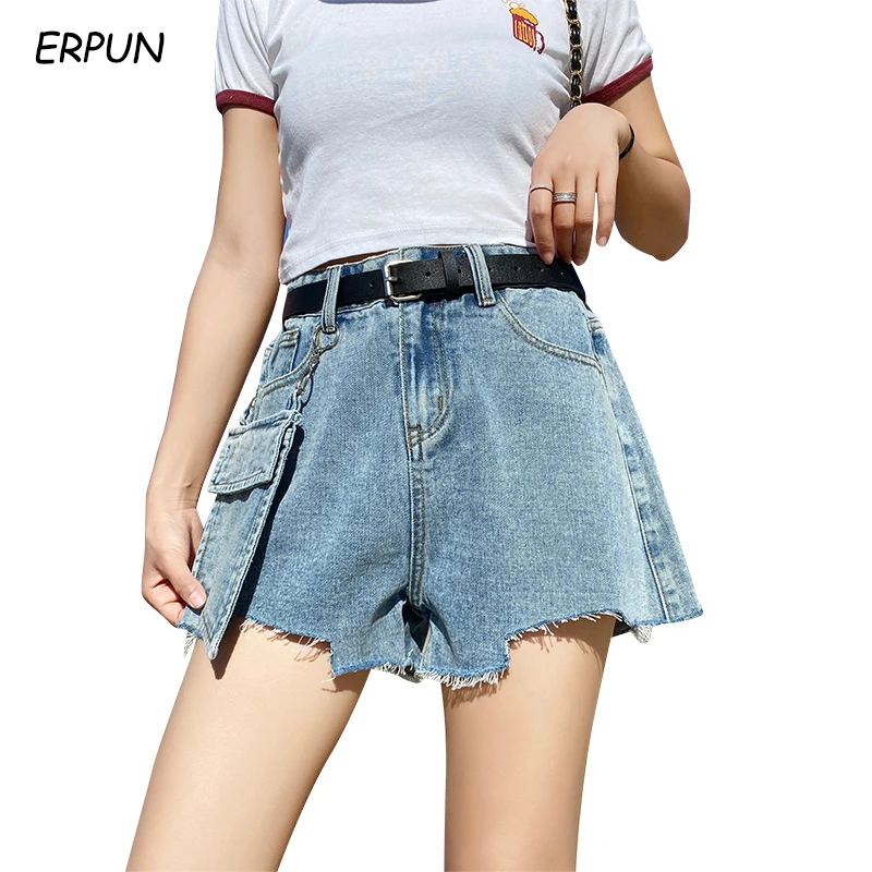 

Jeans For Women Shorts Super Shorts 2020 Summer Hot New Design Sense Side Pocket Detachable Raw Edge High waist Denim Shorts