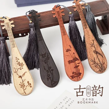 

Creative Chinese wind red wooden bookmarks custom DIY lettering gifts after classical tassel art fresh students with art ebony