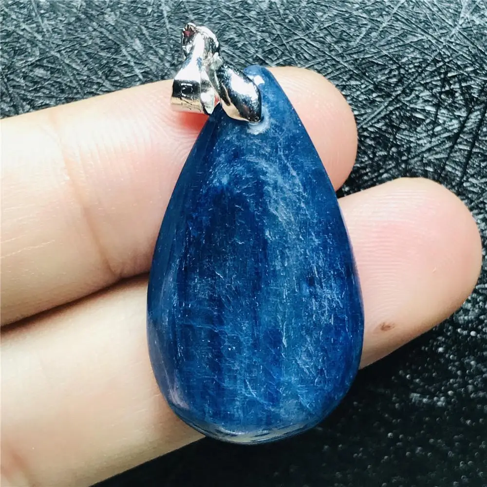 

Top Natural Blue Kyanite Pendant For Woman Lady Man Crystal 32x18x5mm Beads Cat Eye Stone Silver Necklace Pendant Jewelry AAAAA