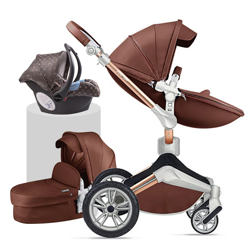 Оригинальная популярная Роскошная коляска для мамы с высоким пейзажем, 3 в 1, складная коляска для новорожденных - Цвет: coffee 3in1