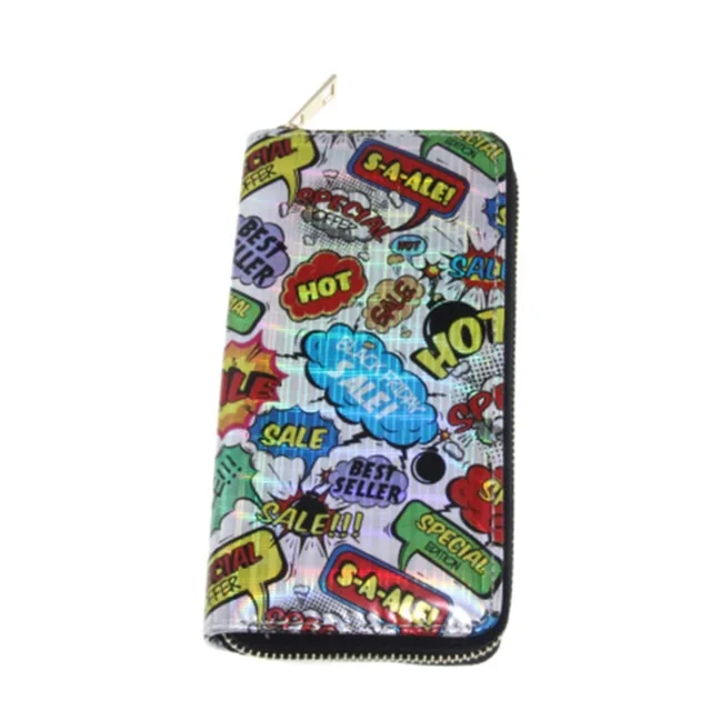 429c Xgravity European Laser Rainbow Colorful Wallet New Graffiti Ladies Long Purse Fashion Women Leisure PU Card Bags H018 - Цвет: 429c