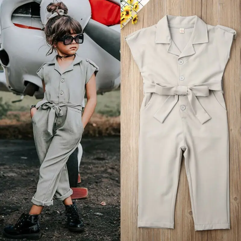 Fashion Newborn Baby Girls Clothes Solid Button Sleeveless Romper Jumpsuit Playsuit Overalls Summer Outfits