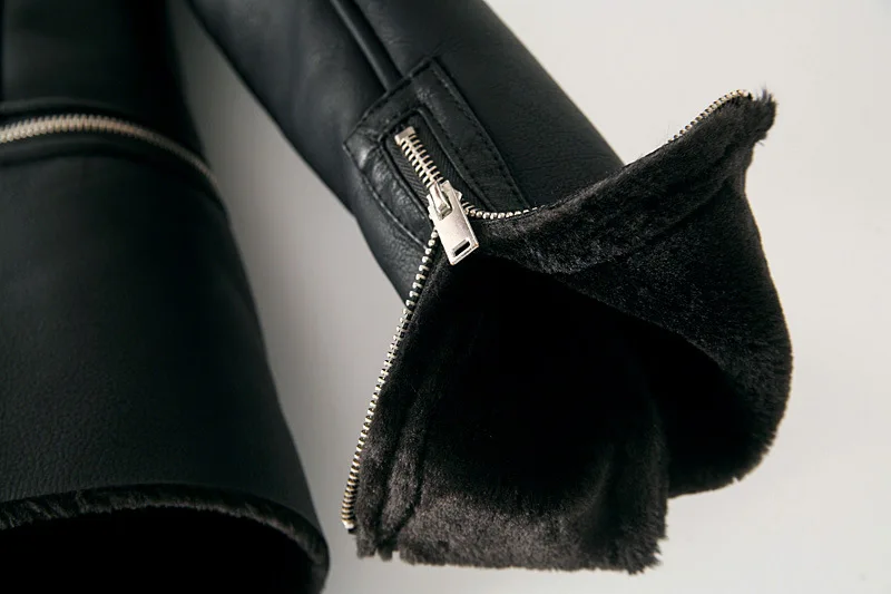 Fitaylor 2020 New Winter Women Sheepskin Coats Thicken Faux Leather Lamb Fur Jackets Hem Detachable Motorcycle Zipper Outerwear