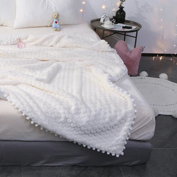 

2019 new Soft White/pink/grey Blanket for Girl Imitation Rabbit Fur and Lamb Cashmere Blanket Double Thick Coral Fleece Blanket