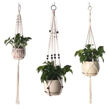 Handmade Cotton Rope Hanging Planters Flower Pots Holder 1