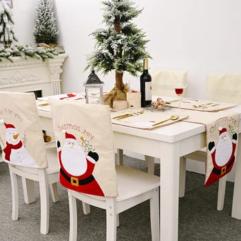 

5Pack Linen Santa Claus Snowman Christmas Table Runner Chair Cover Tablecloth Table Cover Christmas New Year Decoration