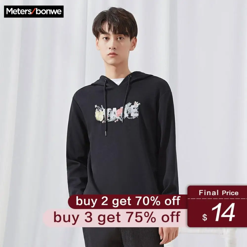 

Metersbonwe Spring New Basic Hoodies Male Sweatshirt High Quality embroidery Fashion Handsome street Men Skateboard Hoodies