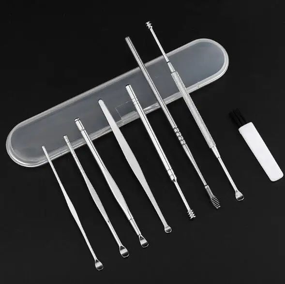10sets 8pcs/set Ear Wax Pickers Stainless Steel Earpick Wax Remover Curette Ear Pick Cleaner Ear Cleaner Spoon Care Ear Clean