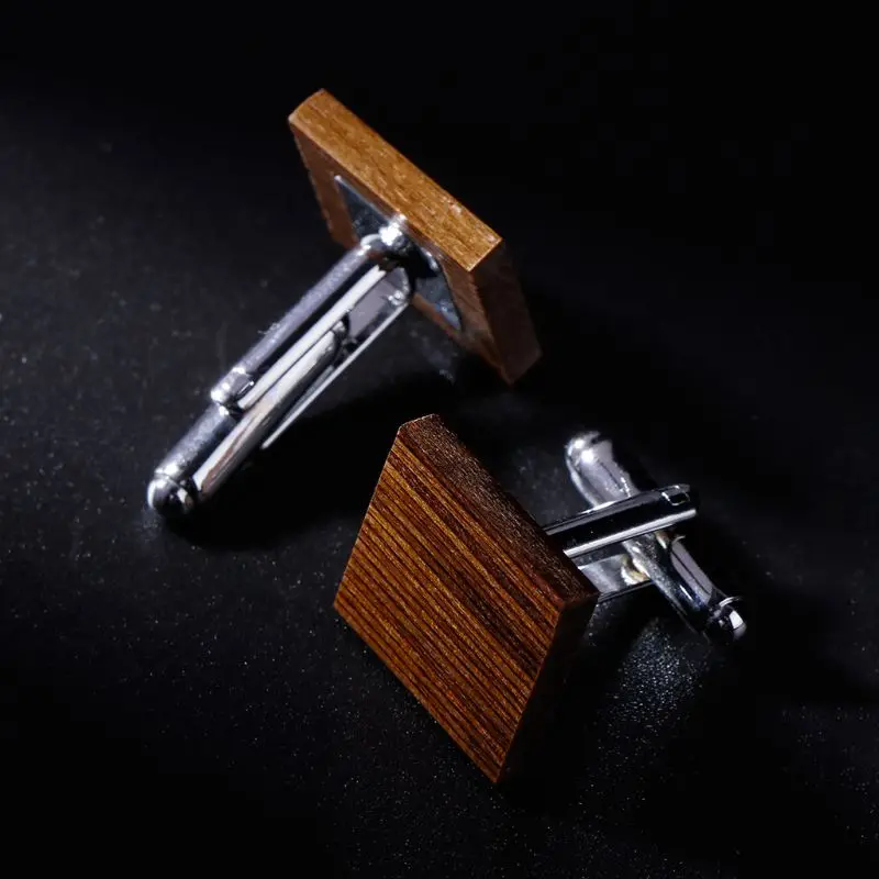 Men Cufflinks Square Wooden Decoration Suit Shirt Fitting Fashion Creative Wood Jewelry Charms Gifts High End Unique Elegant