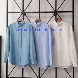 Ami alexandre mattiussi 2021 novo amor cardigan manga longa fresco doce único breasted algodão cor sólida shir masculino e feminino