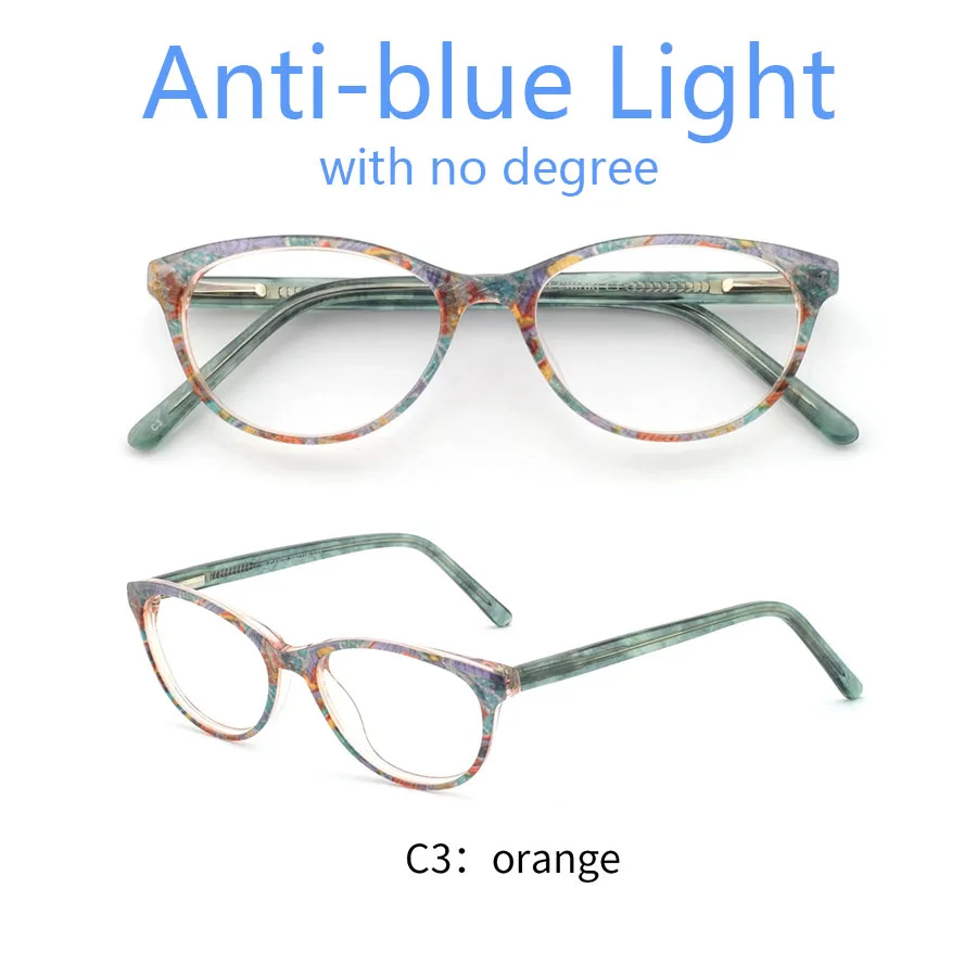 OCCI CHIARI, прозрачные очки, оправа для девочек, детский, анти-синий светильник, очки, фирменный дизайн, ацетат, компьютерные очки, W-CANZI - Цвет оправы: C3A-green orange