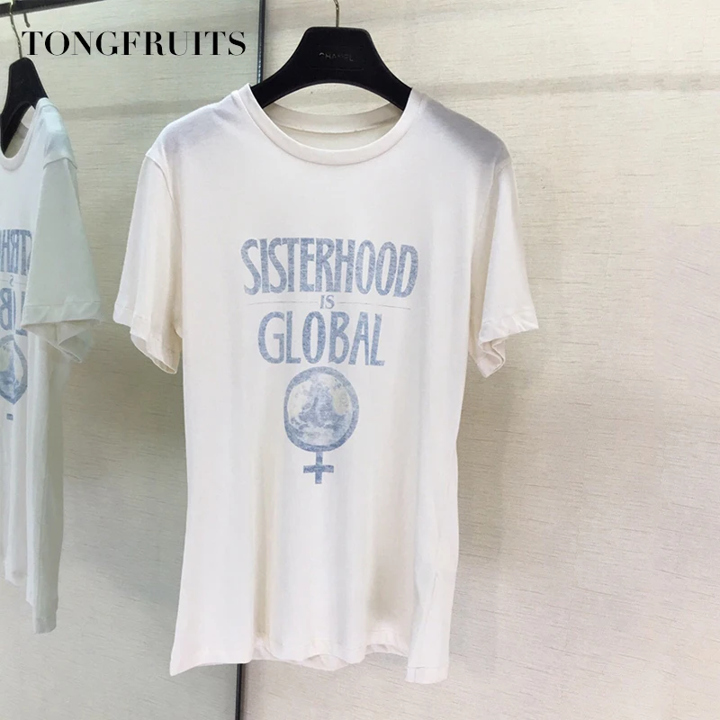 Sisterhood Global Printing Женская футболка из хлопка и льна Повседневная Удобная футболка женская футболка высокого качества для девочек 2 цвета