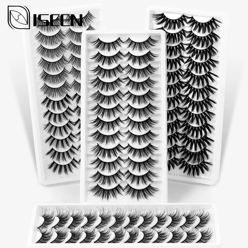 ISEEN 12 пар ресниц 3D норковые ресницы натуральные длинные/толстые накладные ручной