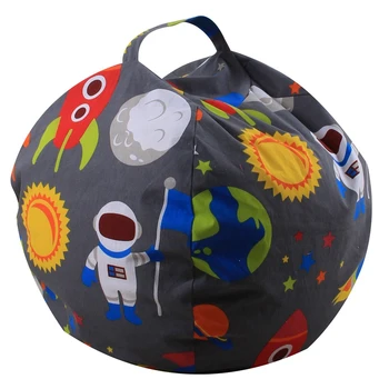 

EASY-1Pc Kids Stuffed Animal Plush Toy Storage Bean Bag Soft Pouch Stripe Fabric Chair Clothing Storage Bag