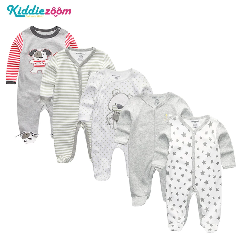 3/4/5pcs/set Super Soft Cotton Baby Unisex Rompers Overalls Newborn