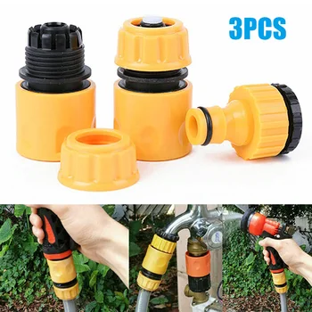 

3 Pcs Garden Plastic Hose Connector Pipe Tap Quick Conection Adapter Water Stop Connector 1/4Inch LBShipping