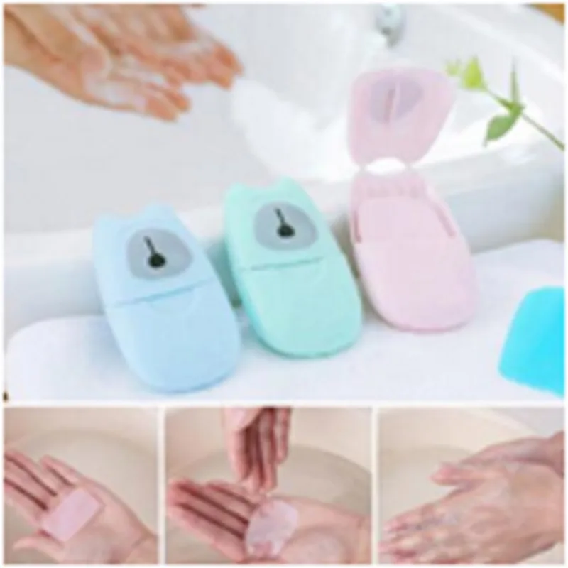 

50Pcs Disinfectant Soap Paper Washing Hand Bath Clean Scented Slice Sheets Disposable Box Soap Portable Mini Paper Soap 3colors