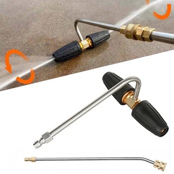 

1/4inch High Pressure Double Rotating Nozzle, 360 Degree 4000PSI Turbo Nozzle with 30° Degree Curved Rod for Car Wash
