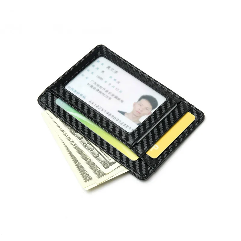 ZOVYVOL-tarjetero de fibra de carbono negro para hombre y mujer, cartera pequeña inteligente de cuero PU, delgada, RFID, 2021
