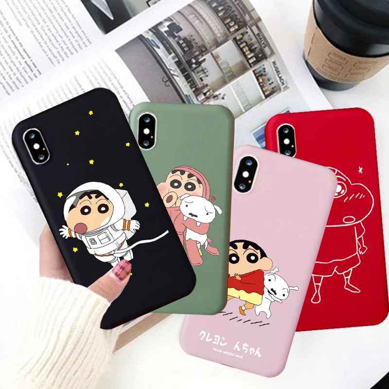 Японская Милая силиконовая Мягкая оболочка Shin chan чехол для телефона IPhone 12 Mini 11 Pro