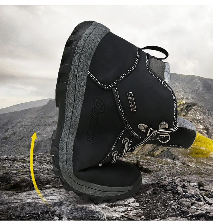 New Winter Men Boots Warm Fur Ankle Boots Waterproof Snow Boots Outdoor Boots Comfortable Climbing Hiking Motorcycle boots