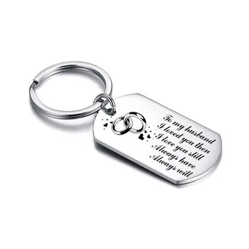 

Personalized Dog Tag Keychain Two Sided Customized Father's Day Gift For Husband Stainless Steel No Fade