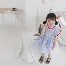 Новое Стильное платье с оборками для девочек, модные летние хлопковые платья для девочек 1-6 лет