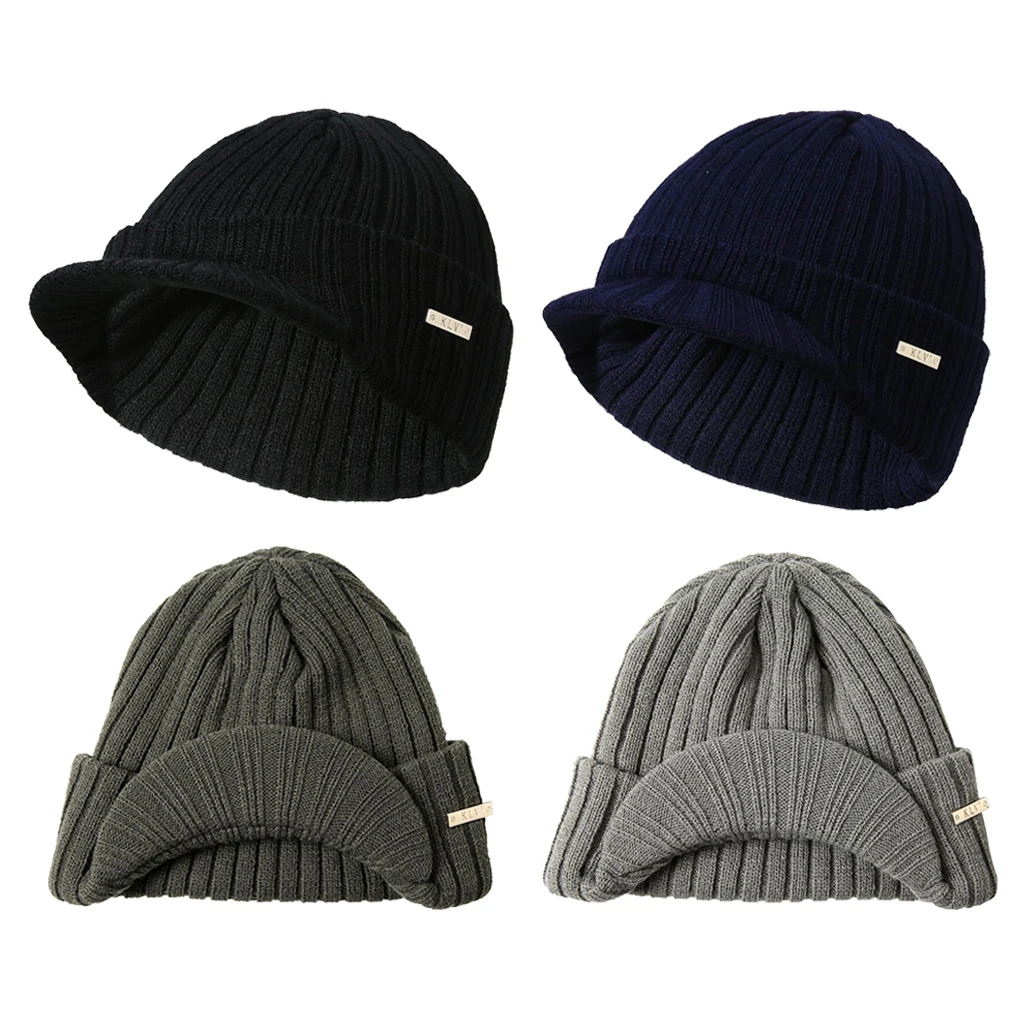 

Mens Womens Visor Knit Beanie Cap Ball Ski Hunting Army Military Winter Hat for Outdoor Skiing Cycling Fishing Sports Activities