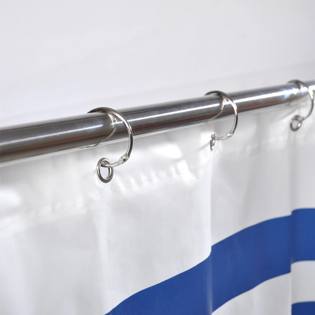 12pcs/set Hooks Shower Curtain Metal Hanger Silver