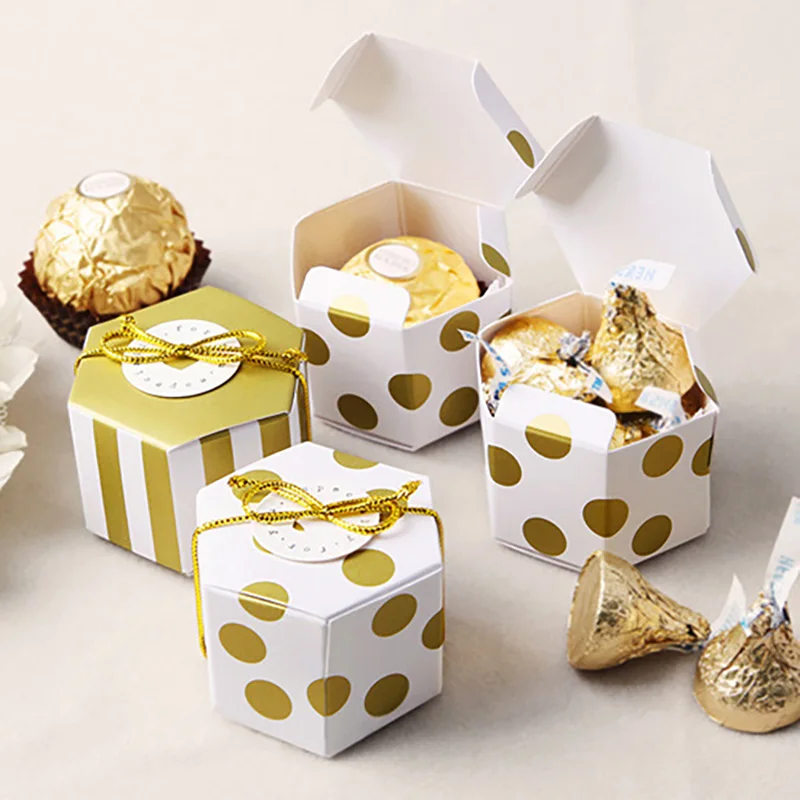 10pcs Mini Gift Box Golden Striped Paper Bo Foldable Packaging Striped Paper Bo Foldable Packaging