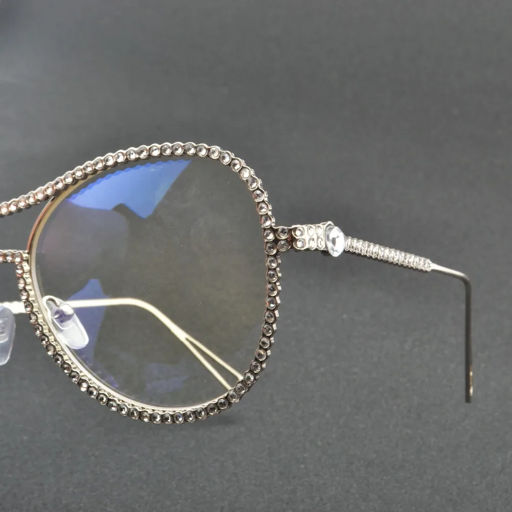 MINCL/Индивидуальные Роскошные Металлические очки с бриллиантами, женские Уникальные фирменные дизайнерские солнцезащитные очки с прозрачными линзами, модные стильные солнцезащитные очки NX