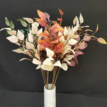 

7Pcs Fake Long Stem Oil Painting Eucalyptus (6 stems/piece) 36.61" Length Simulation Greenery for Wedding Home Artificial Plant