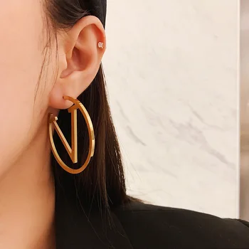 

letter hoop earrings for women 2020 za Earring Korean earrings fashion jewelry geometric large pendientes mujer