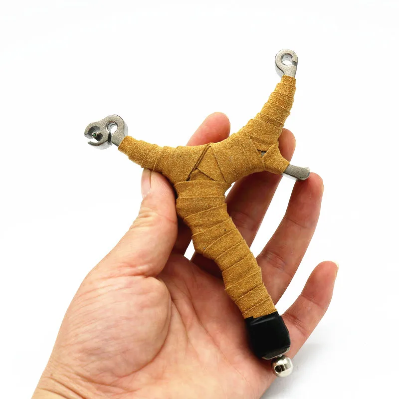 

High Precision Slingshot 304 Stainless Steel Iron Hand Flat Leather Catapult Hunting Accessories Bow Hunting