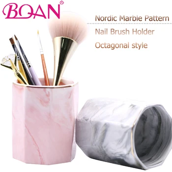 

BQAN Nordic Marble Pattern Pen Holder Cosmetic Brush Storage Box Nail Brush Holder Ceramic Jar Home Table Decoration Container