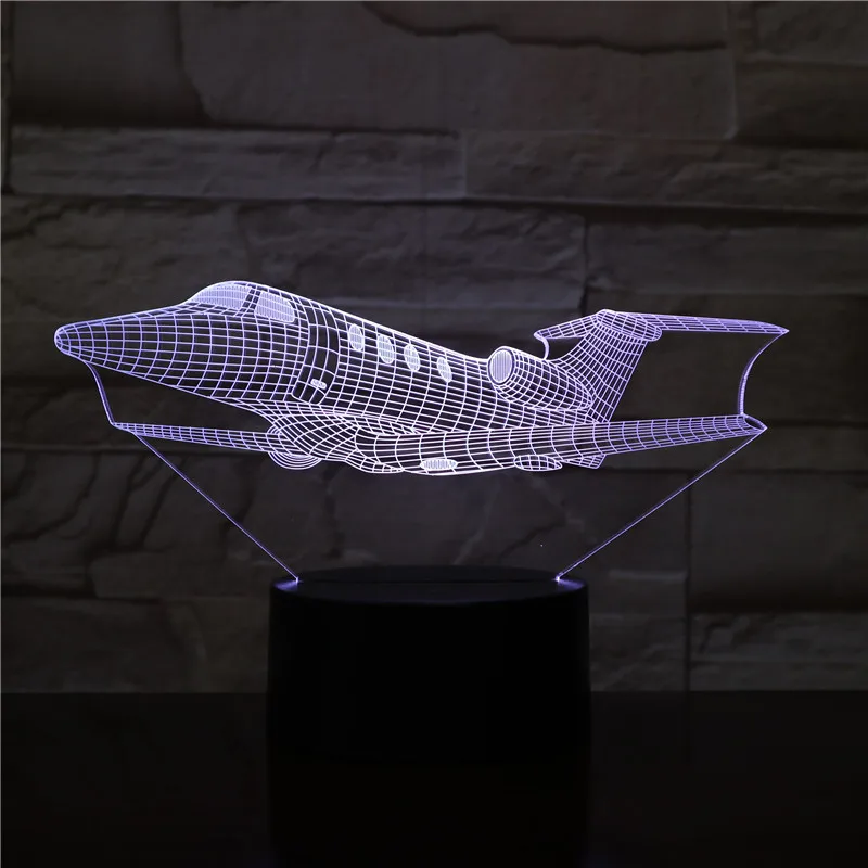 Летательный аппарат самолет светодиодный 3d-ночник 16 цветов меняющая лампа светильник на Хэллоуин акриловая Иллюзия настольная лампа для детей подарок Прямая поставка