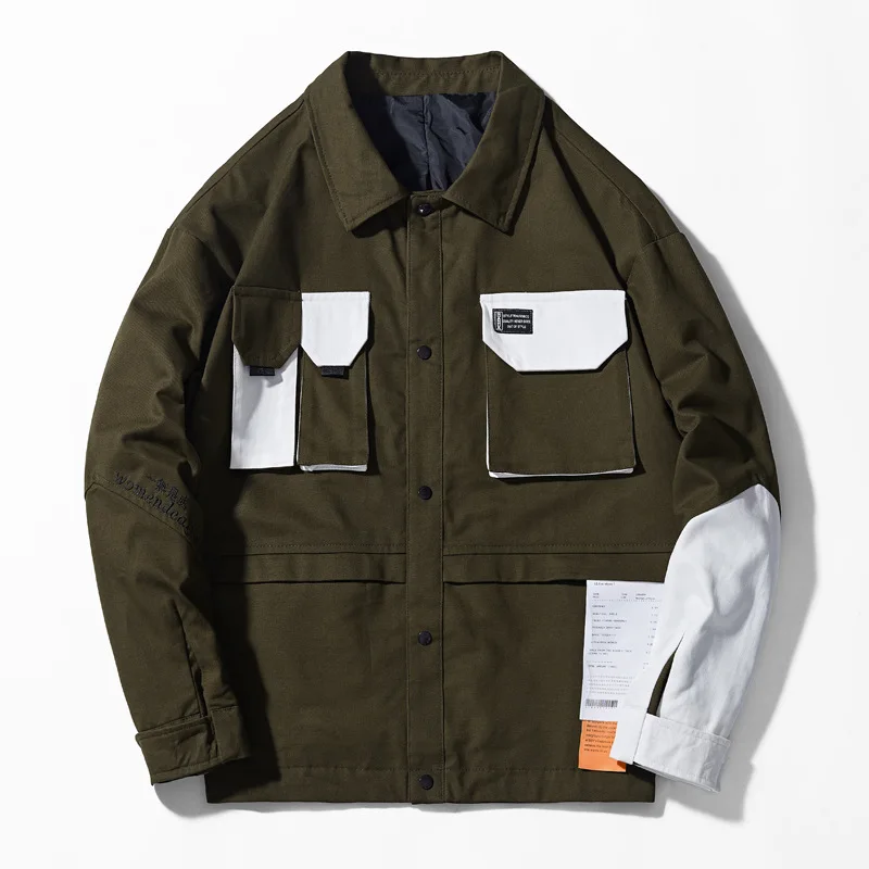 Men'S Jacket 2019 New Popular Lapel Stitching Men Jacket Multi-Pocket Fit Mens Jacket Fashion Casual Hip Hop Male Street Jacket Men'S Jacket 2019 New Popular Lapel Stitching Men Jacket Multi-Pocket Fit Mens Jacket Fashion Casual Hip Hop Male Street Jacket