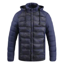 Новая мужская зимняя теплая куртка легкая Модная Повседневная парка Мужская стеганая куртка Мужская Уличная камуфляжная верхняя одежда с капюшоном пальто